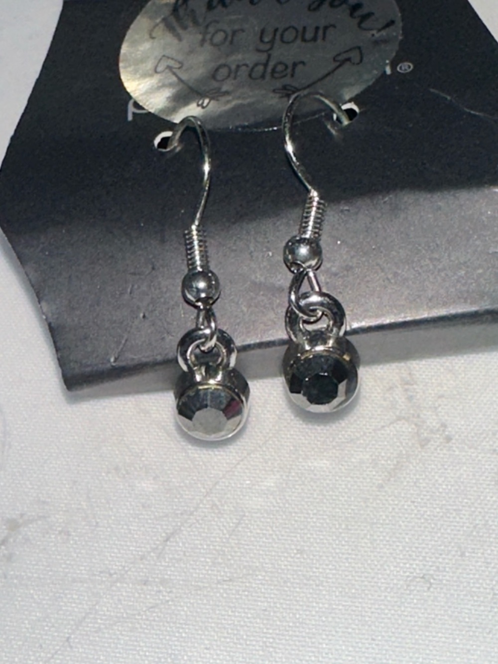 Silver-Tone Black Crystal Dangle Earrings - Women Jewelry